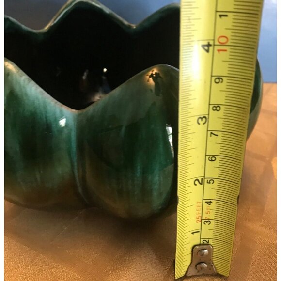 Vintage Blue Mountain BMP Pottery Green Drip Glazed Lotus Bowl Canada MCM - Picture 7 of 7